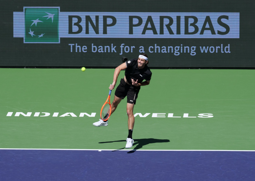 Taylor Fritz serving.  KSports